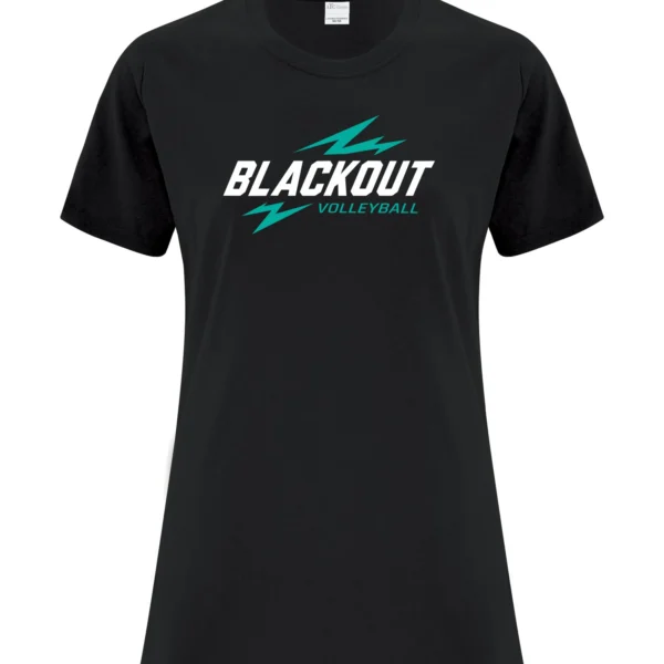 Blackout Volleyball Full Chest and Spine Ladies Tee
