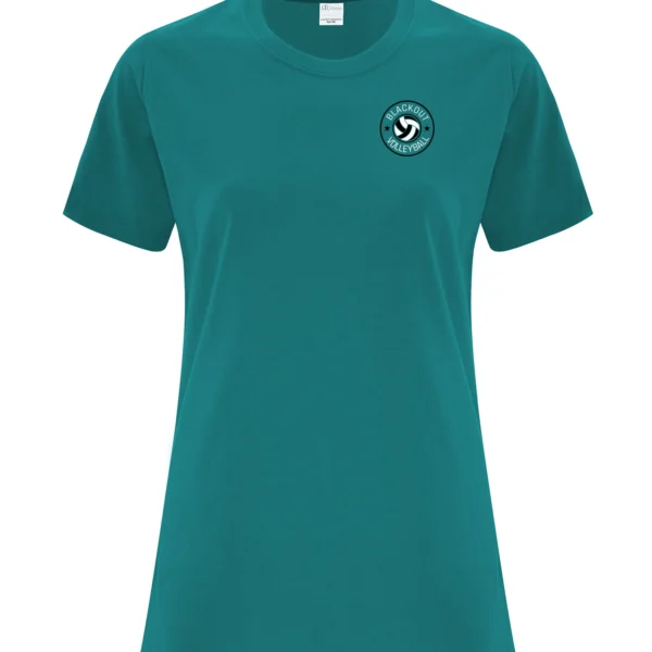 Blackout Volleyball Left Chest and Full Back Ladies Tee